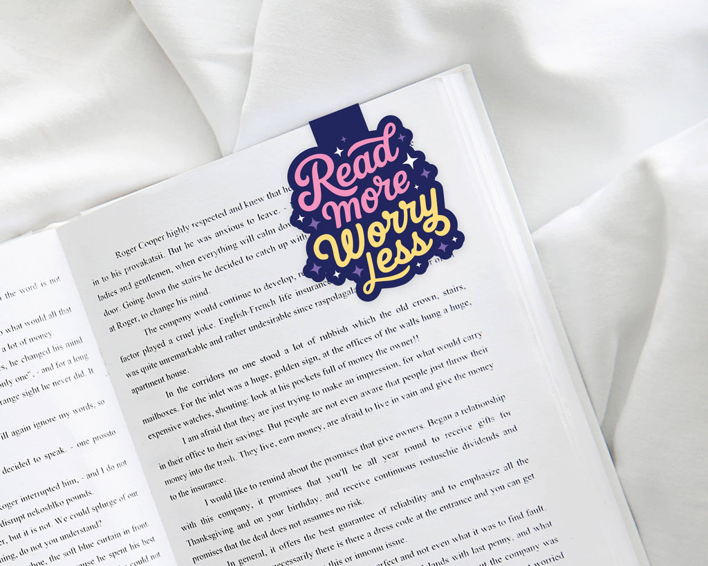 Magnetic Bookmark, Mental Health - Reading More Worry Less