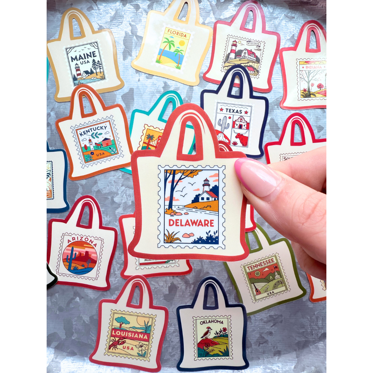 States stamp tote bag waterproof sticker|state sticker|stamp