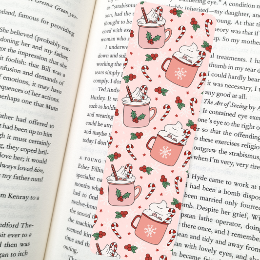 Peppermint Hot Cocoa Bookmark | Soft Matte Laminated 