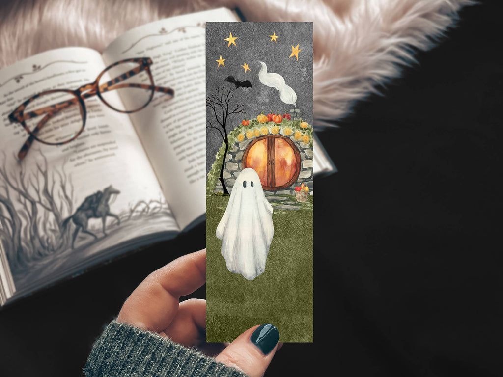 Cute Cottage Ghost Halloween Bookmark