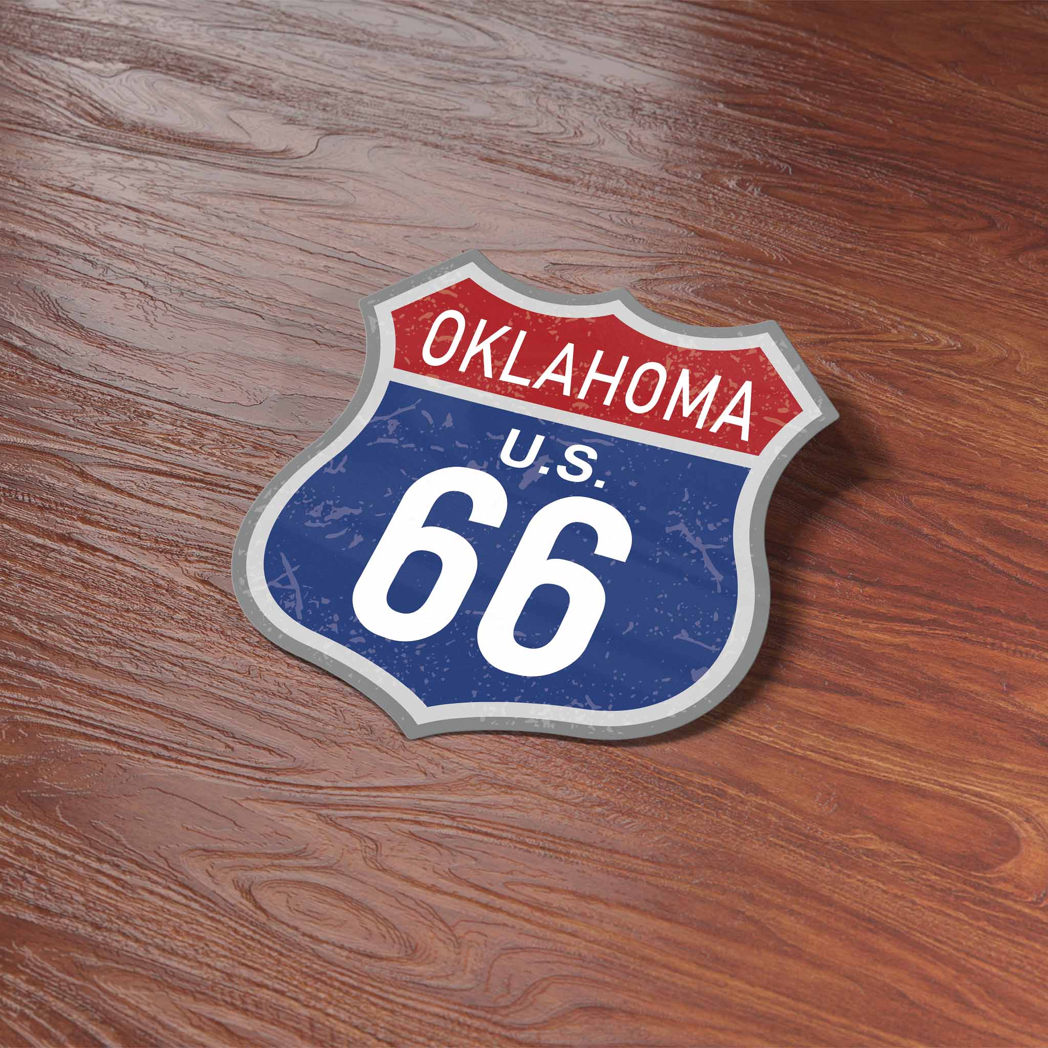 Oklahoma Blue Route 66 Sticker - Vintage Highway OK Decal
