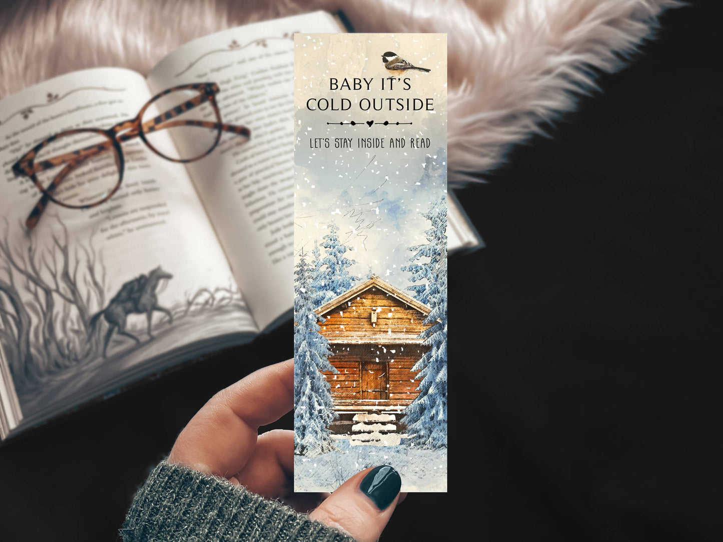Baby it's Cold Outside Watercolor Bookmark