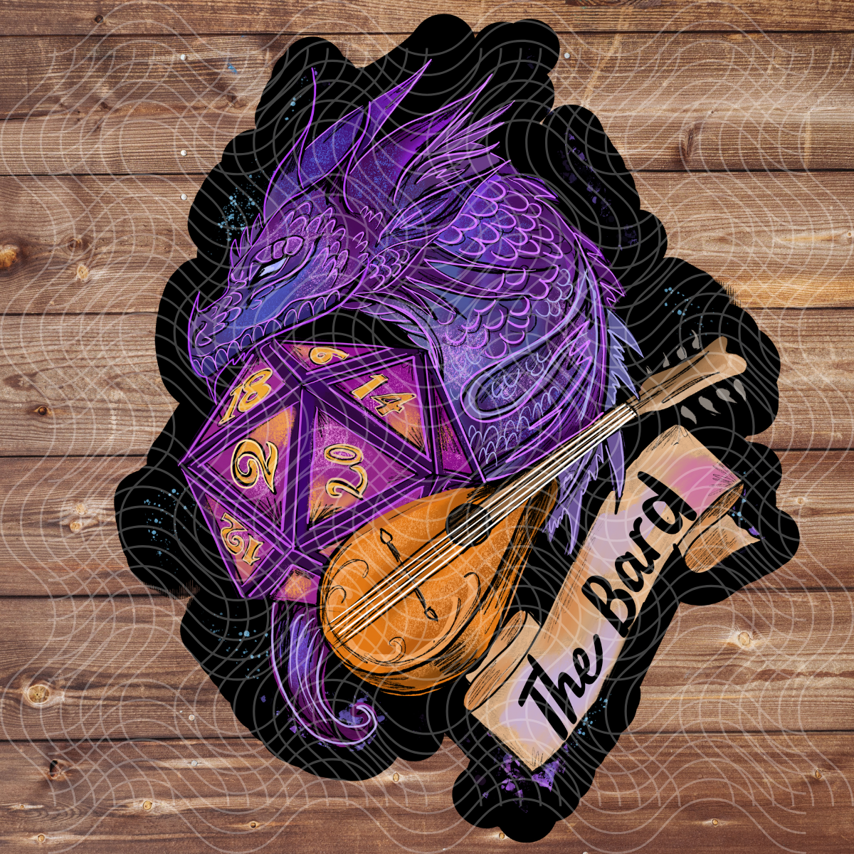 3" Bard RPG Dice D&D D20 Gaming Dragon Vinyl Sticker