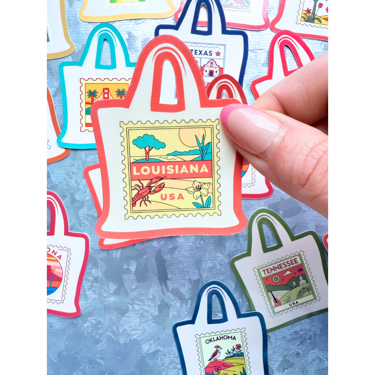 States stamp tote bag waterproof sticker|state sticker|stamp