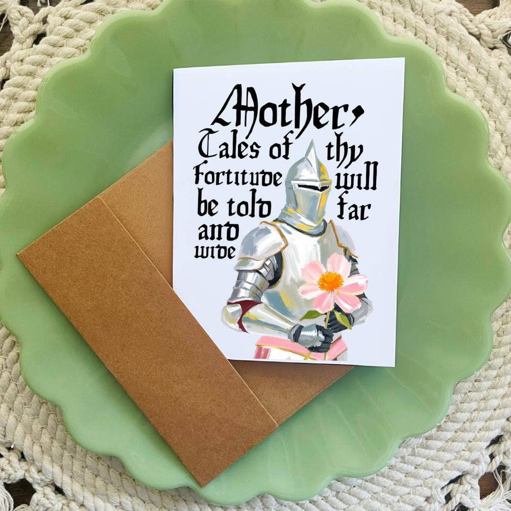 Medieval Knight Flower Card For Mom’s Birthday 
