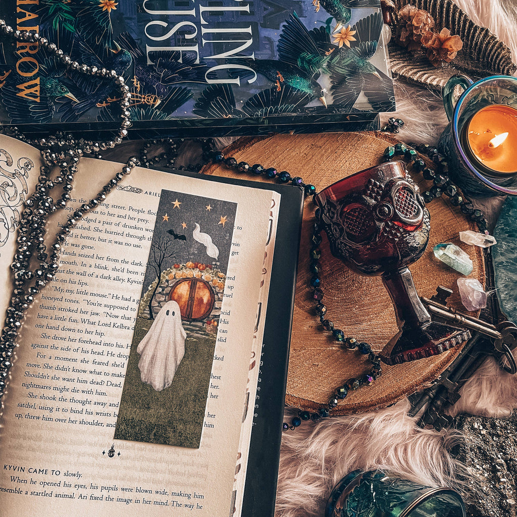 Cute Cottage Ghost Halloween Bookmark