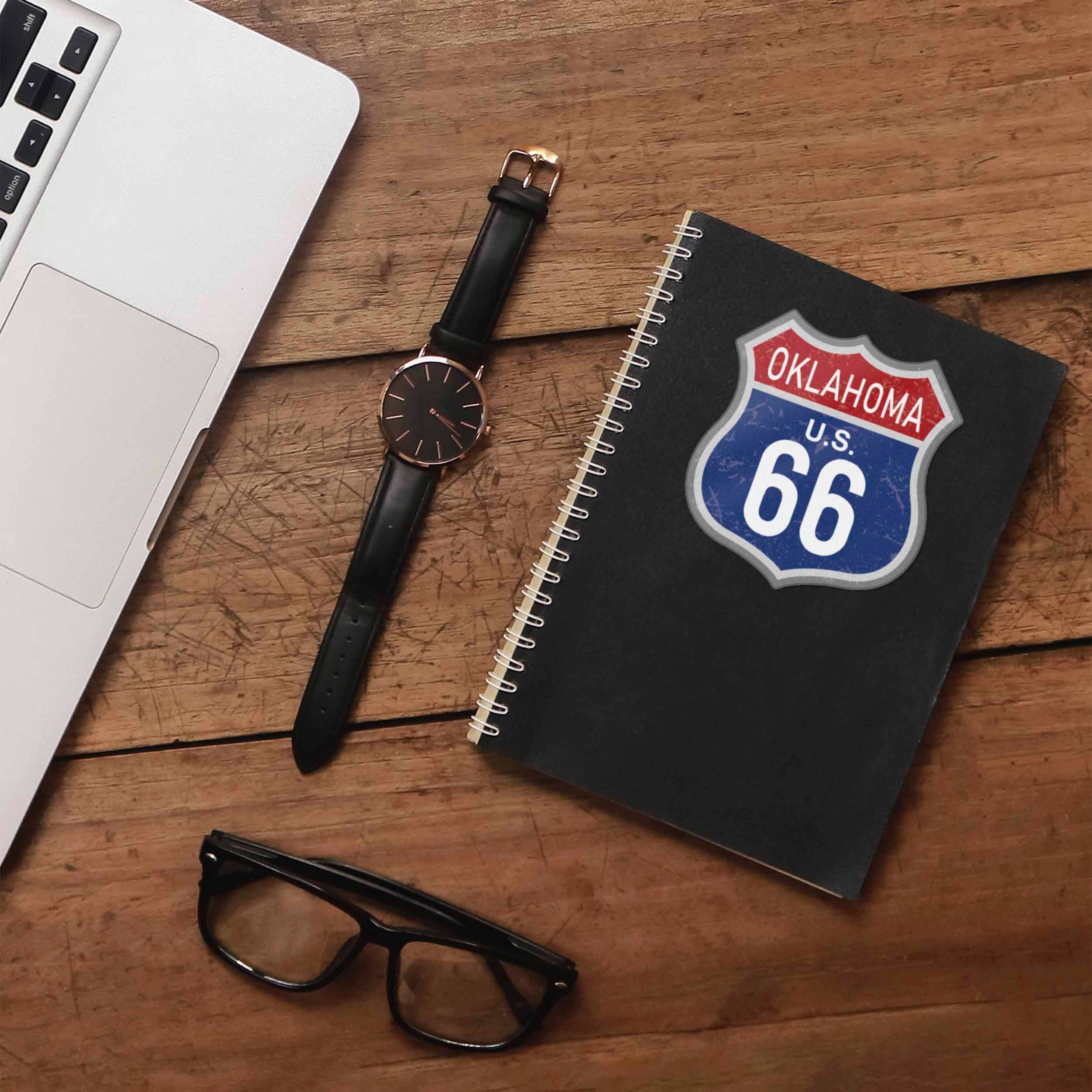 Oklahoma Blue Route 66 Sticker - Vintage Highway OK Decal
