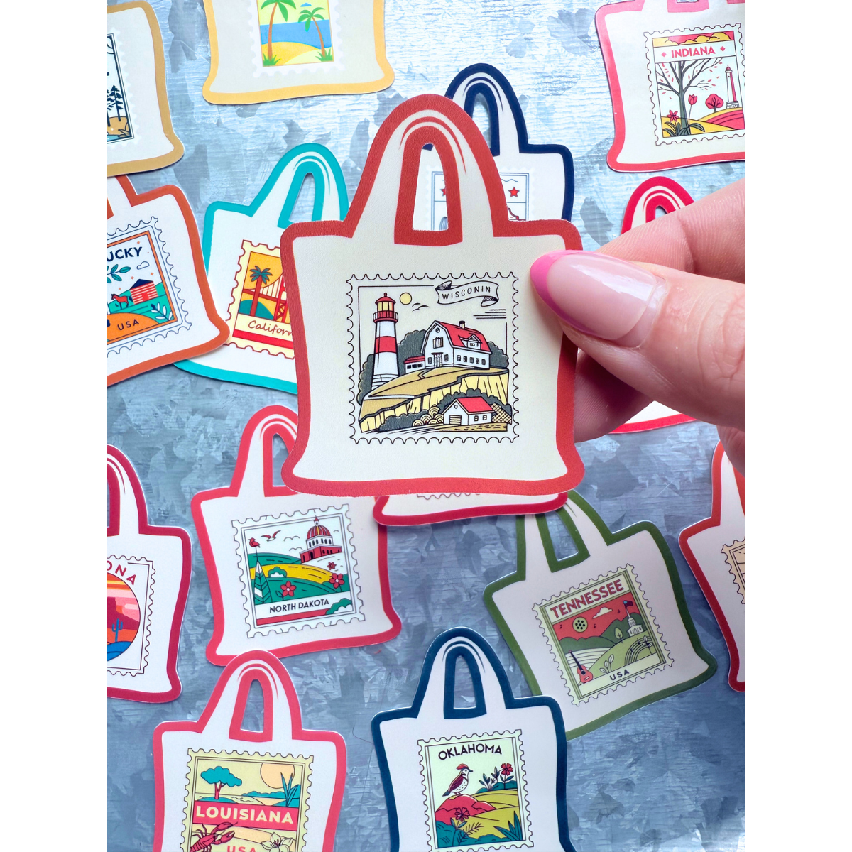 States stamp tote bag waterproof sticker|state sticker|stamp