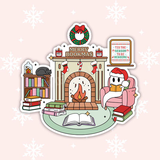 Merry Bookmas Ghost Reader Sticker 
