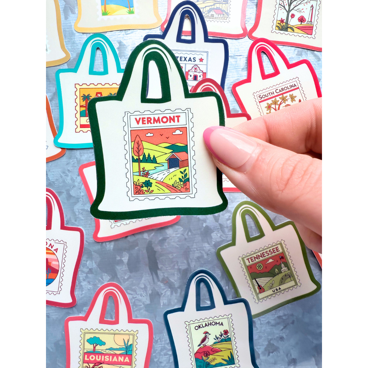 States stamp tote bag waterproof sticker|state sticker|stamp