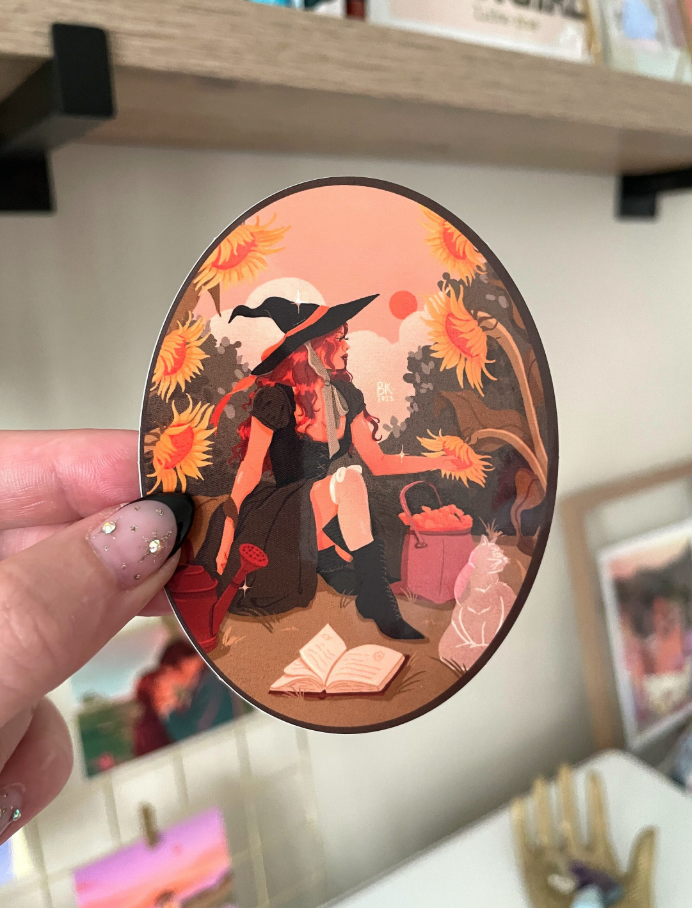 Gardening Witch Sticker