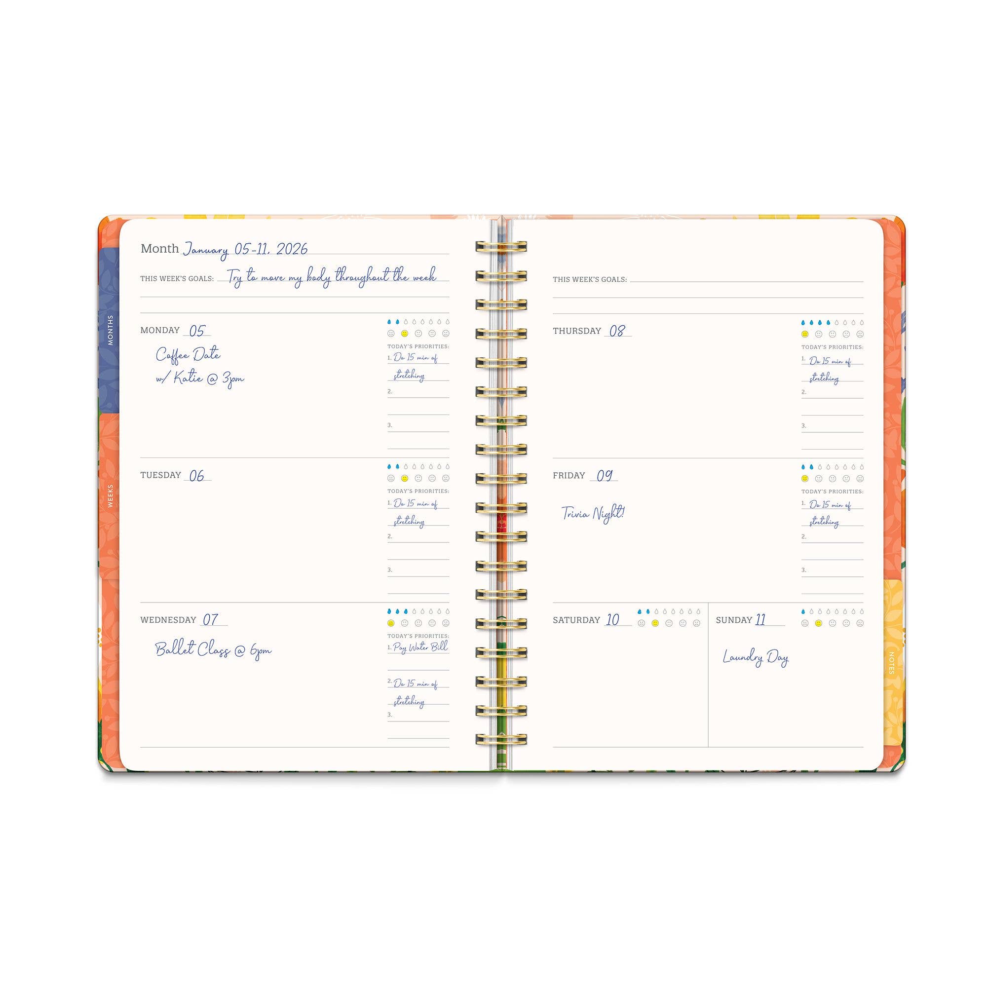 Bold Blossoms Undated Tri-Tab Planner