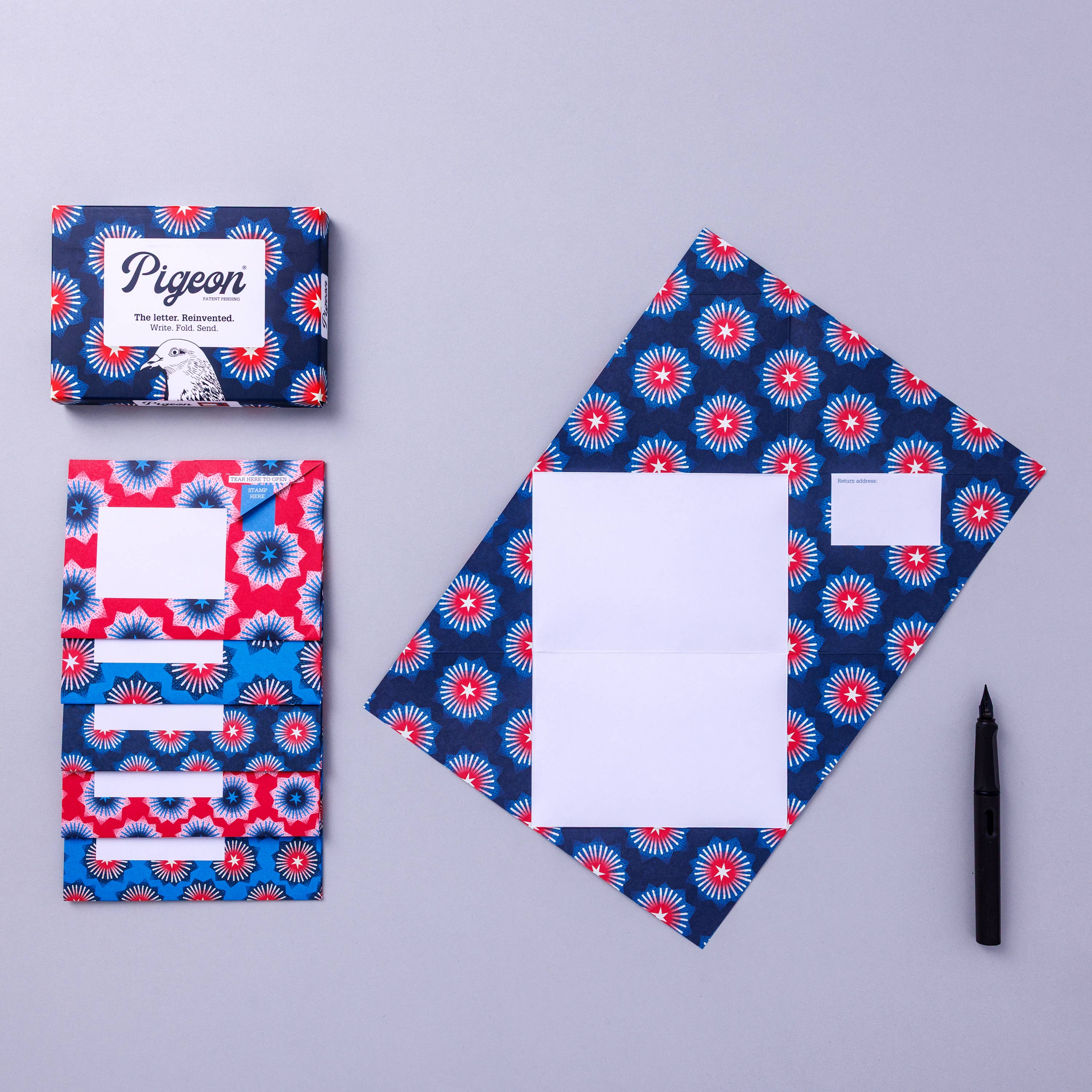 Starburst Pigeon, Folding Letter Set – Pack of 6 Letters