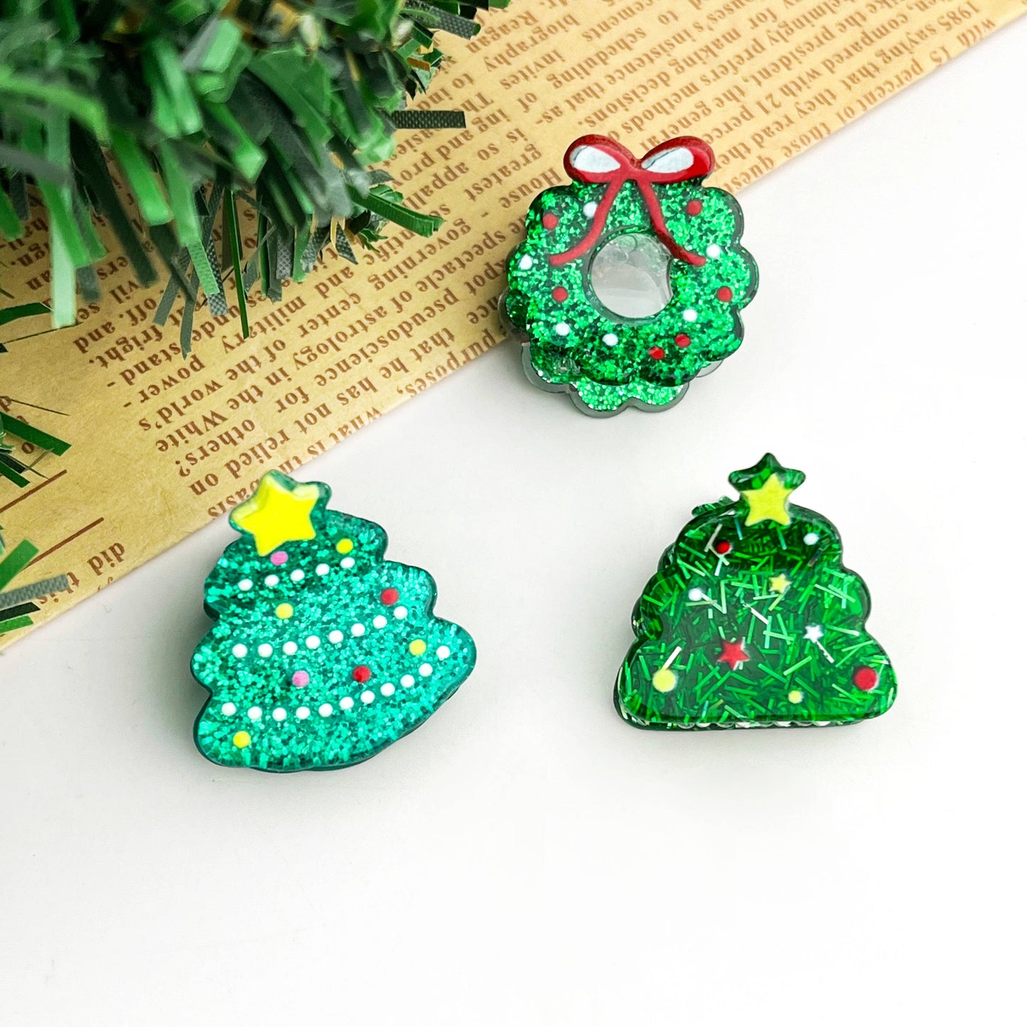 Christmas Mini Hair Claw Clips, Christmas Tree Hair Clip
