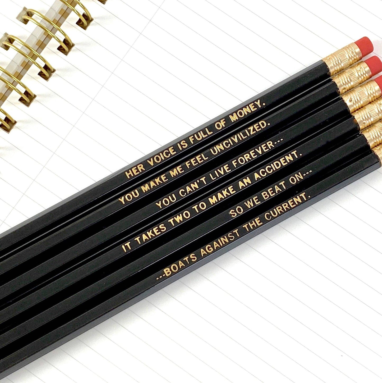 Great Gatsby Quote Pencils, F Scott Fitzgerald Bookish Gifts