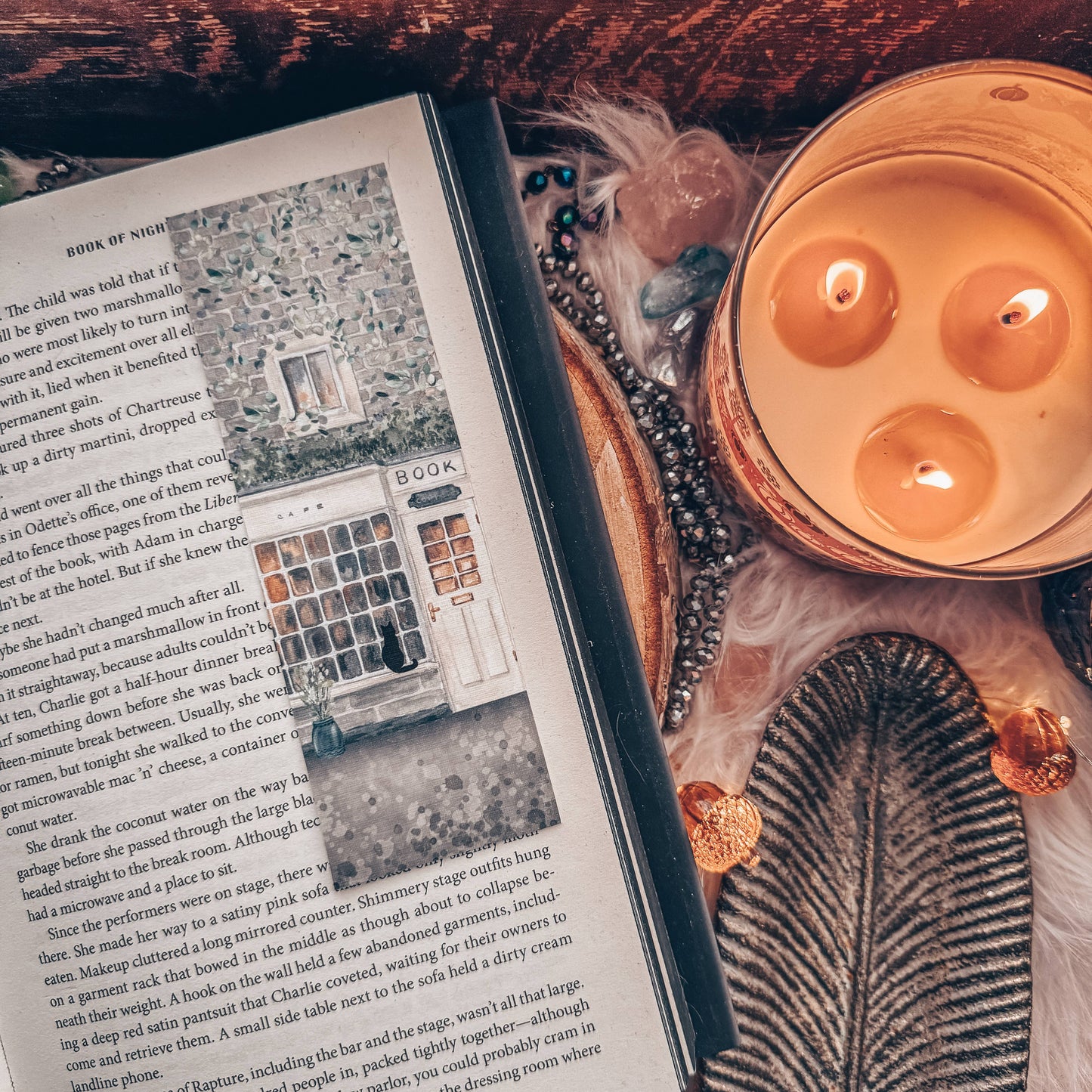 Book Shop Cat Watercolor Bookmark