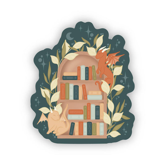 Book Dragons Arched Bookshelf Waterproof Vinyl Sticker