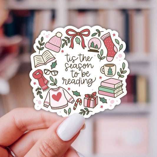 Tis The Season To Be Reading Round Sticker