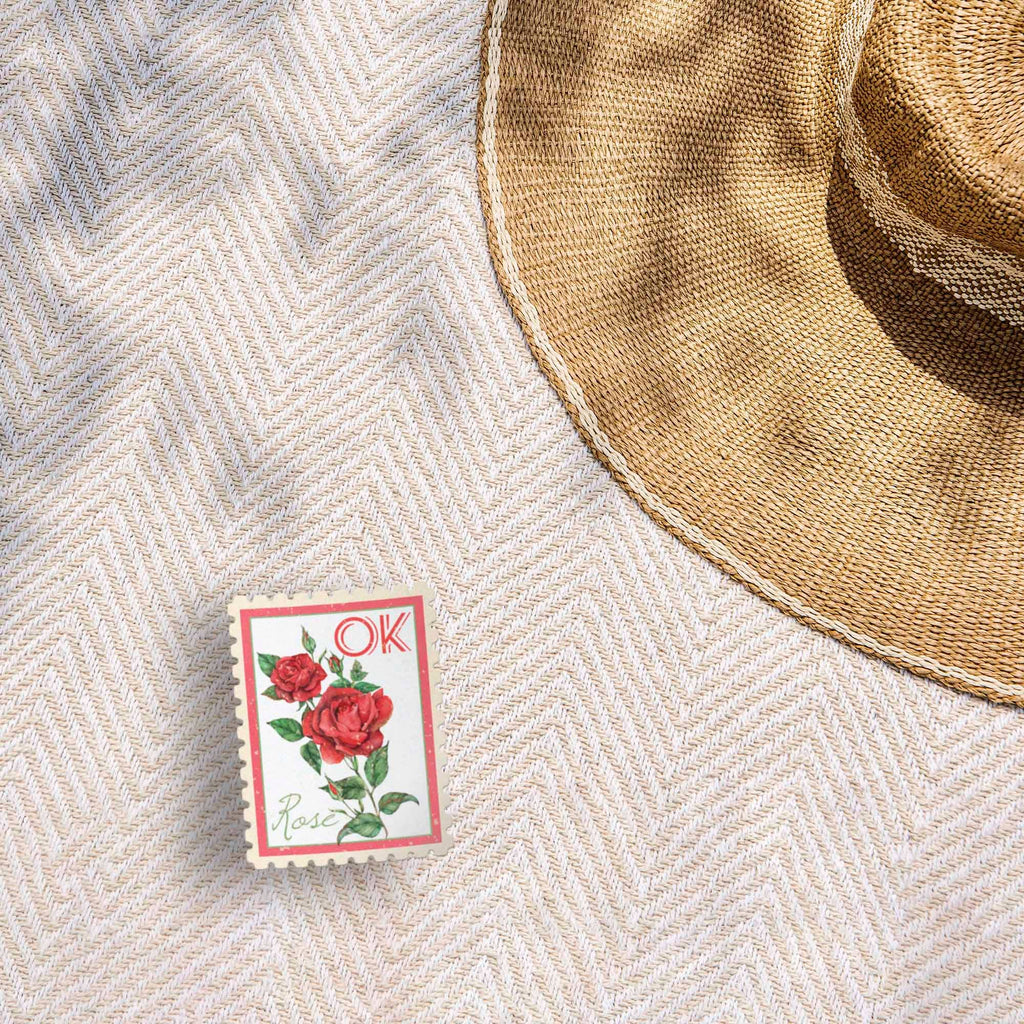 Oklahoma State Flower Rose Sticker - OK Vintage Stamp Decal
