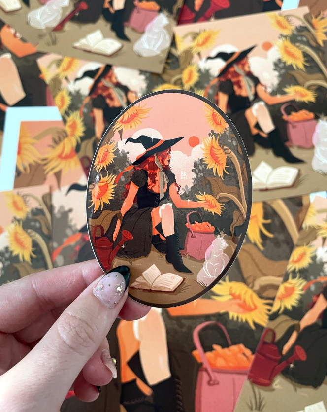 Gardening Witch Sticker