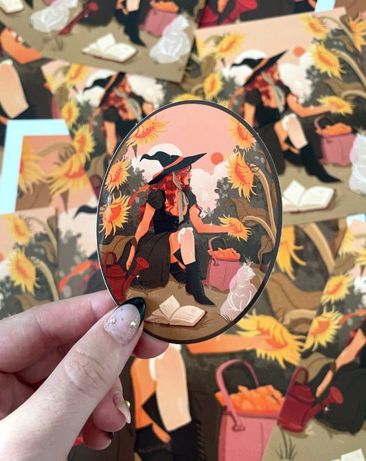 Gardening Witch Sticker