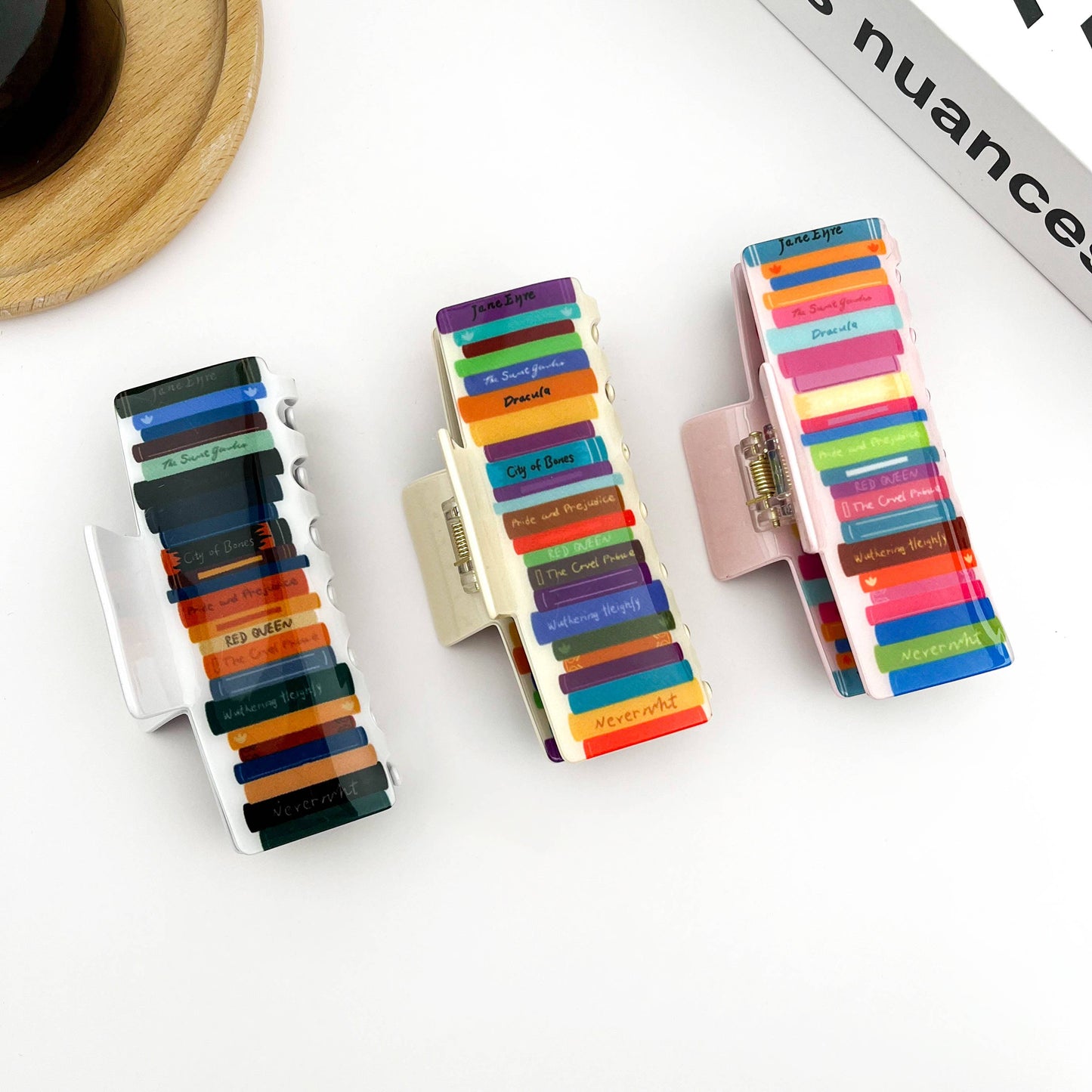 Colorful Book-Shaped Hair Claw Clip, Library Souvenirs