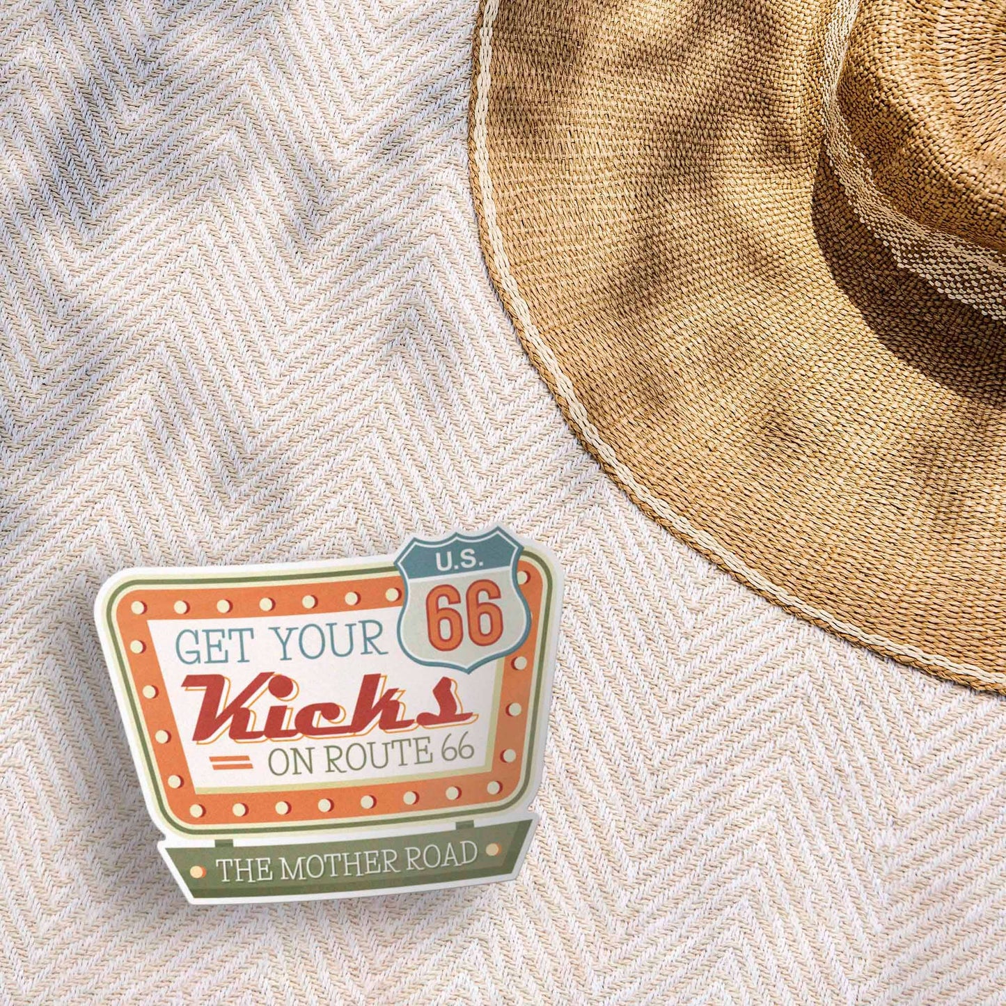 Get Your Kicks on Route 66 Sticker - Retro Road Trip Decal