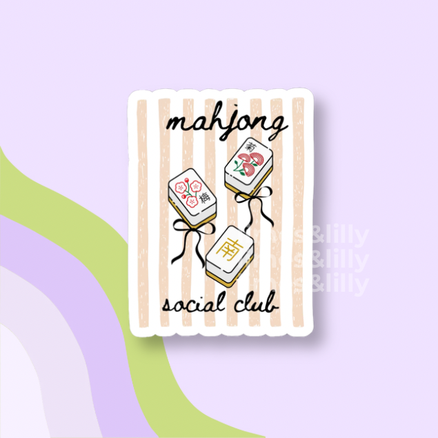 Mahjong Social Club Sticker | Cute Mahjong Vinyl Sticker