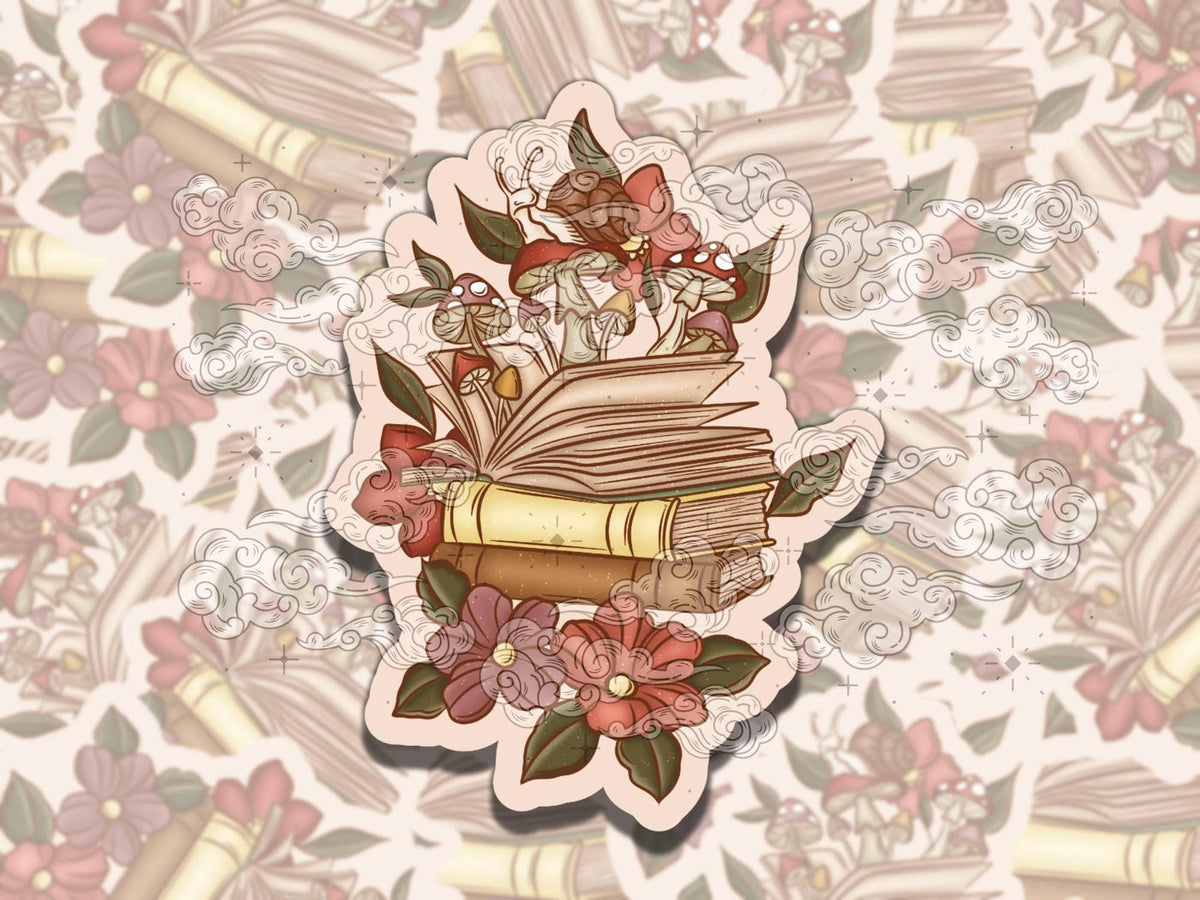 Cottagecore Vinyl Sticker - Cute Bookish Design
