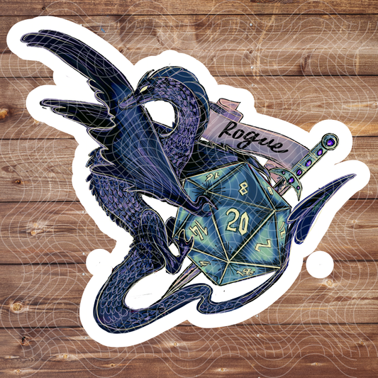 3" Rogue RPG Dice D&D D20 Gaming Dragon Vinyl Sticker