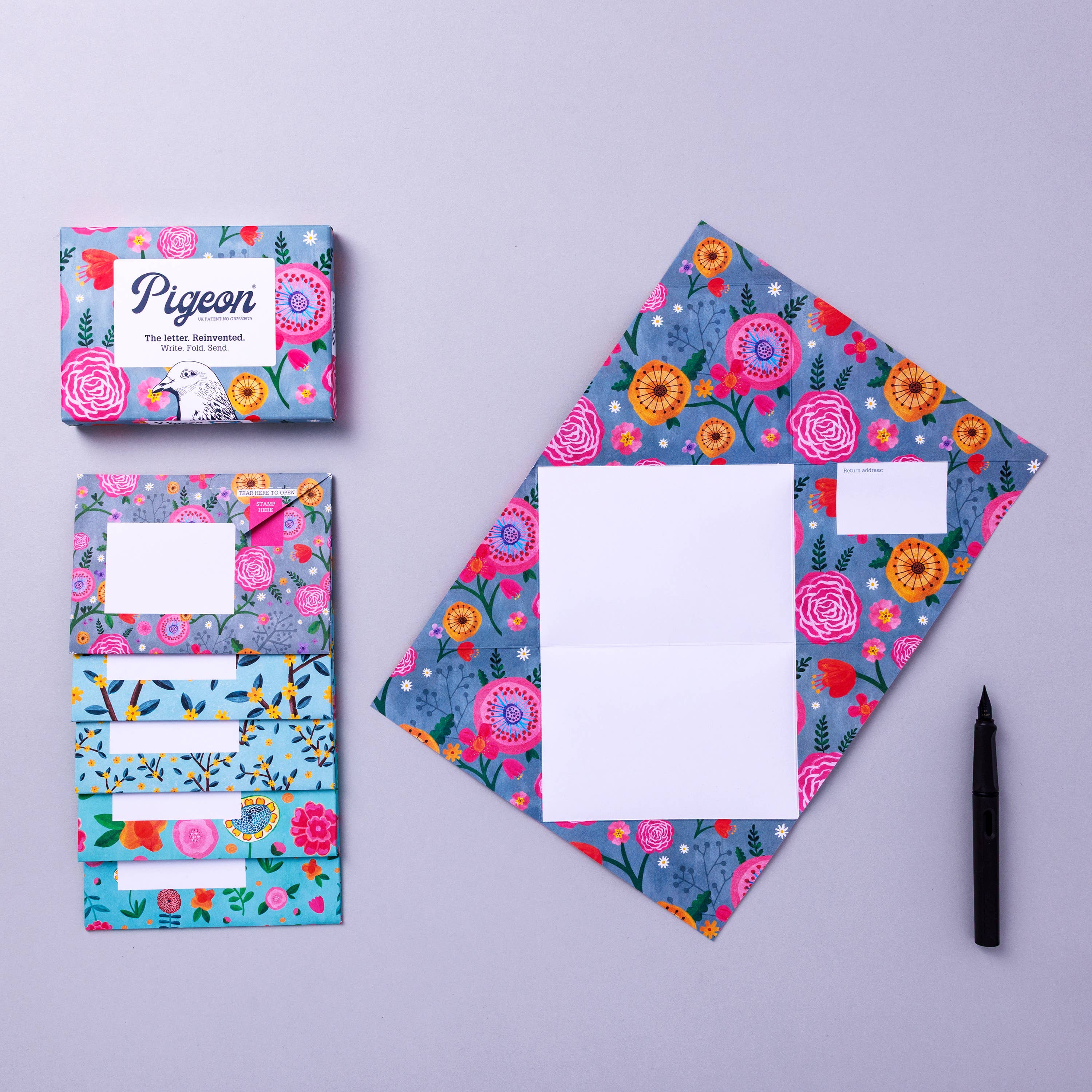 Wildflower Pigeon, Floral Letter Pack - Pack of 6 Letters