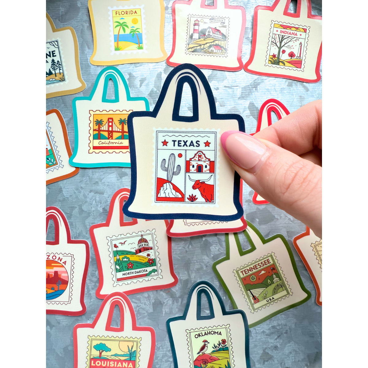 States stamp tote bag waterproof sticker|state sticker|stamp
