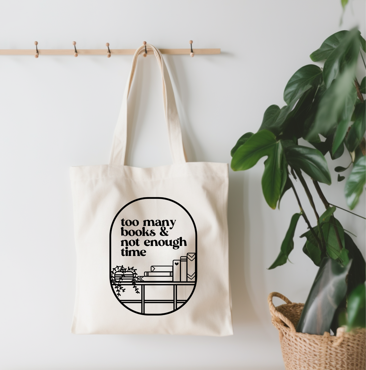 Too Many Books Not Enough Time Small Canvas Tote Bag
