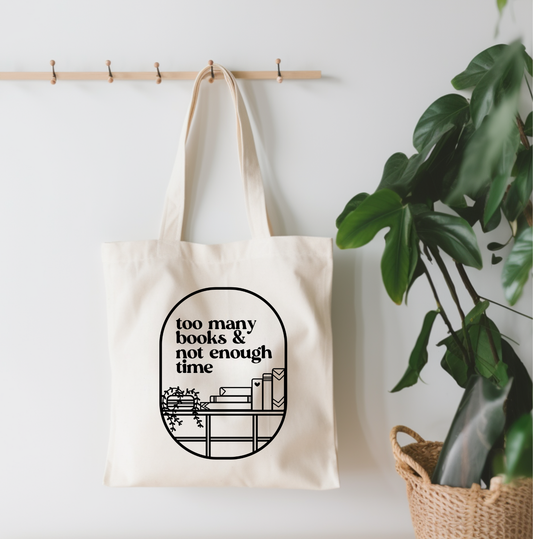 Too Many Books Not Enough Time Small Canvas Tote Bag