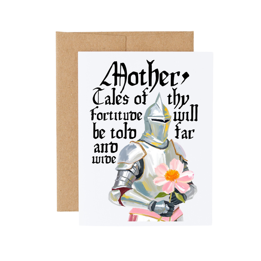 Medieval Knight Flower Card For Mom’s Birthday 