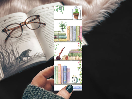 Bookshelves Watercolor Bookmark