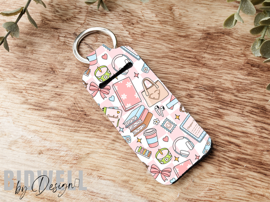 Cozy Bookish Chapstick Holder Keychain