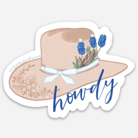 Howdy Cowgirl Hat Sticker