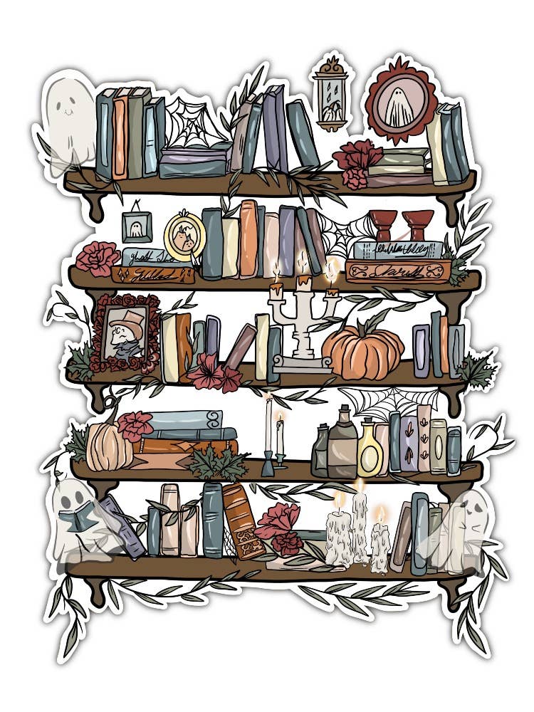 Spooky Bookself Sticker, Bookshelf Sticker, Spooky Season.