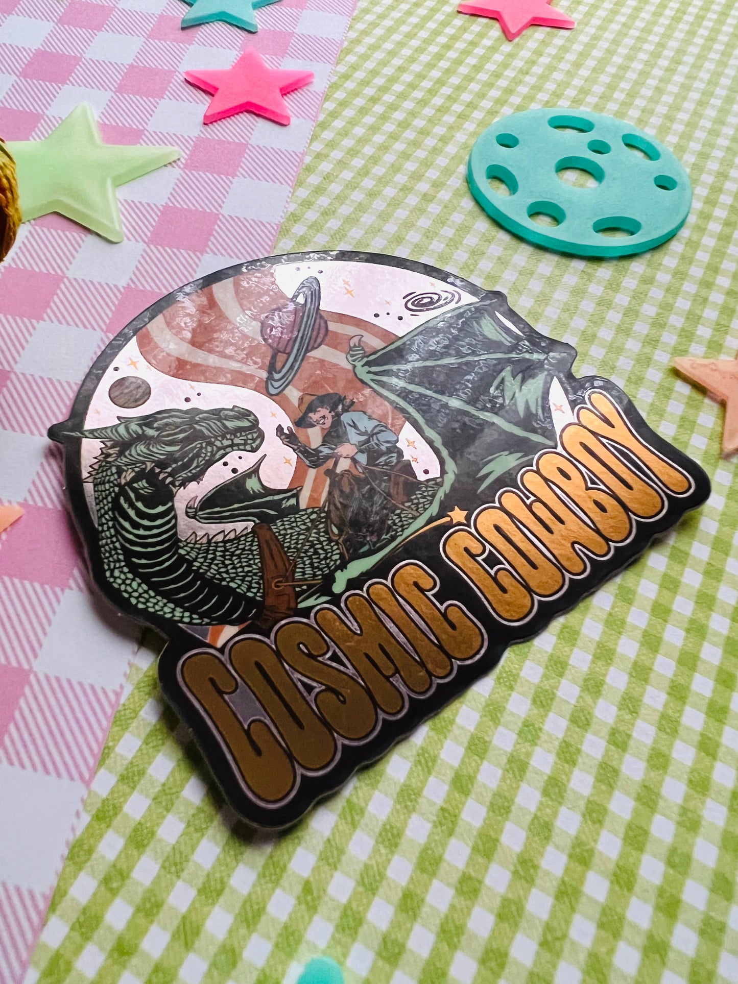 Cosmic Cowboy Space Western Retro Sticker