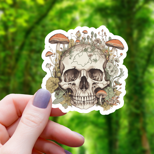 Realistic Mushroom Skull Sticker - 3"