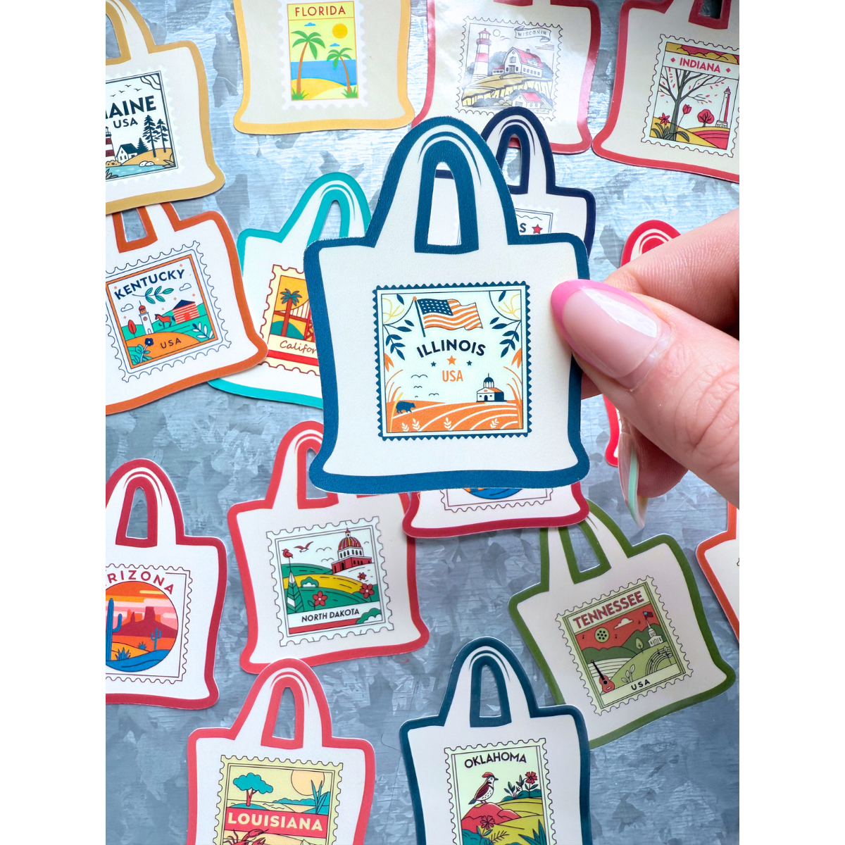 States stamp tote bag waterproof sticker|state sticker|stamp