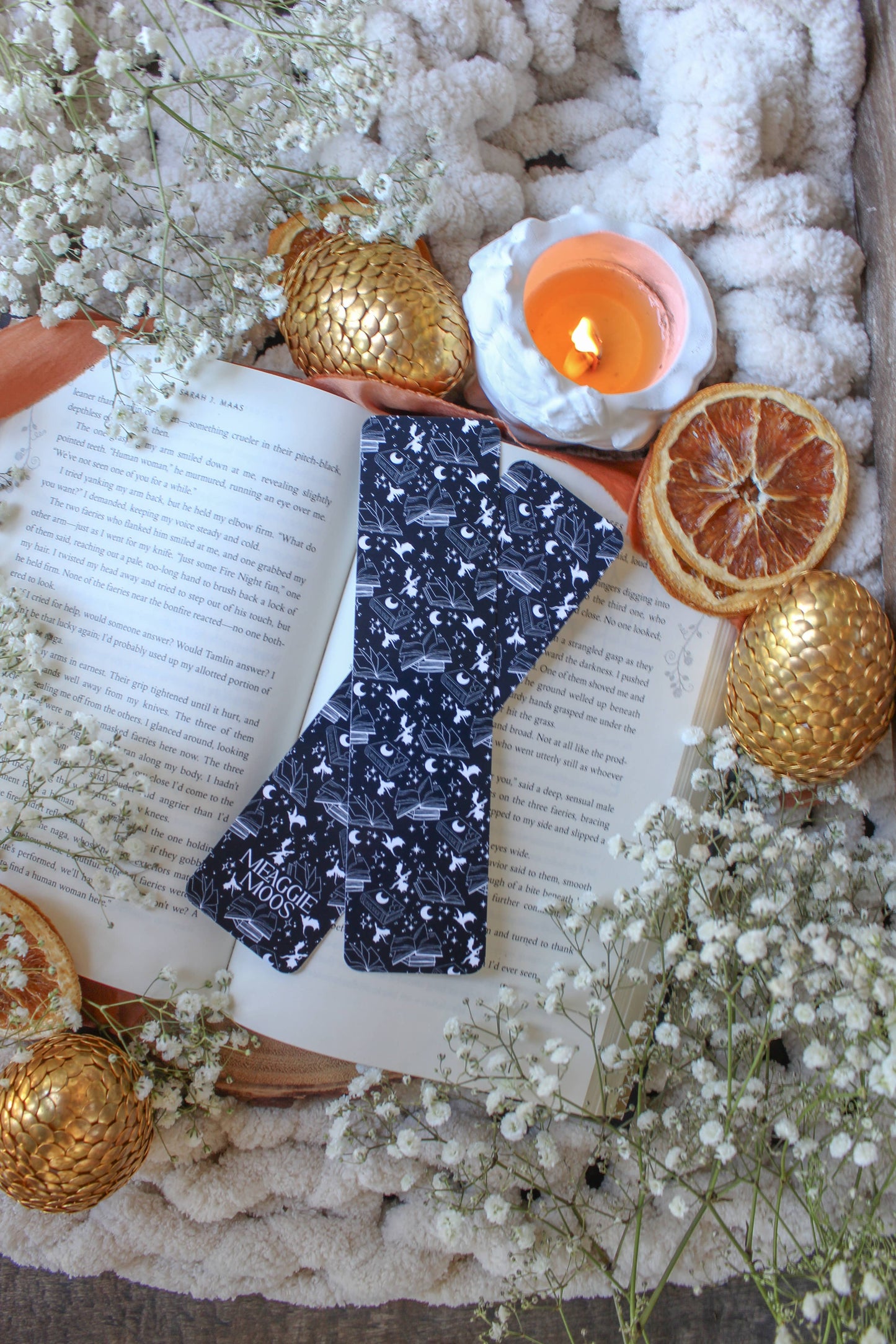 Navy & White Book Dragon 2x8 Bookmark | Glossy
