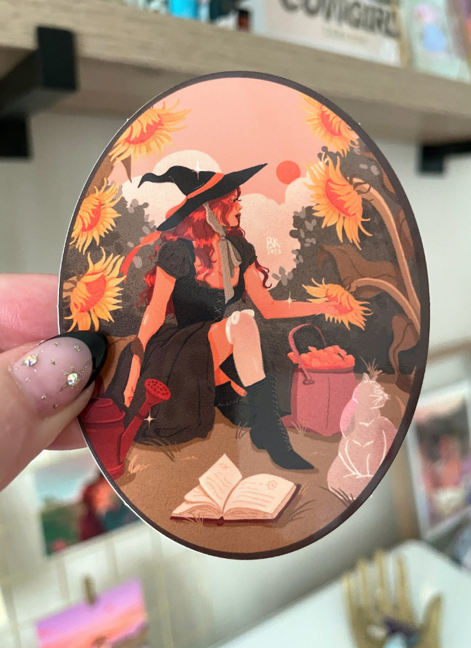 Gardening Witch Sticker
