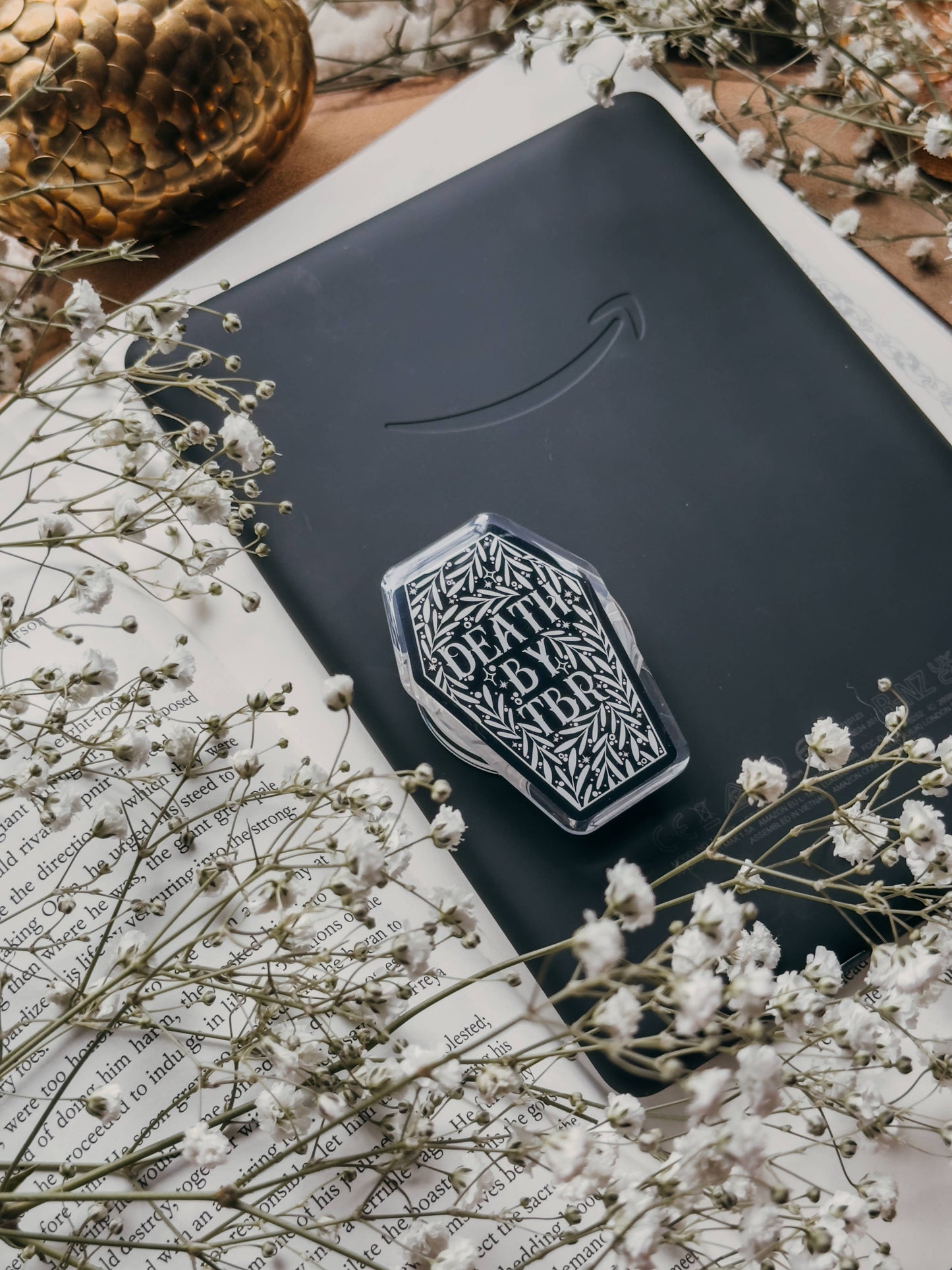 Death by TBR Coffin Kindle / Phone Grip  