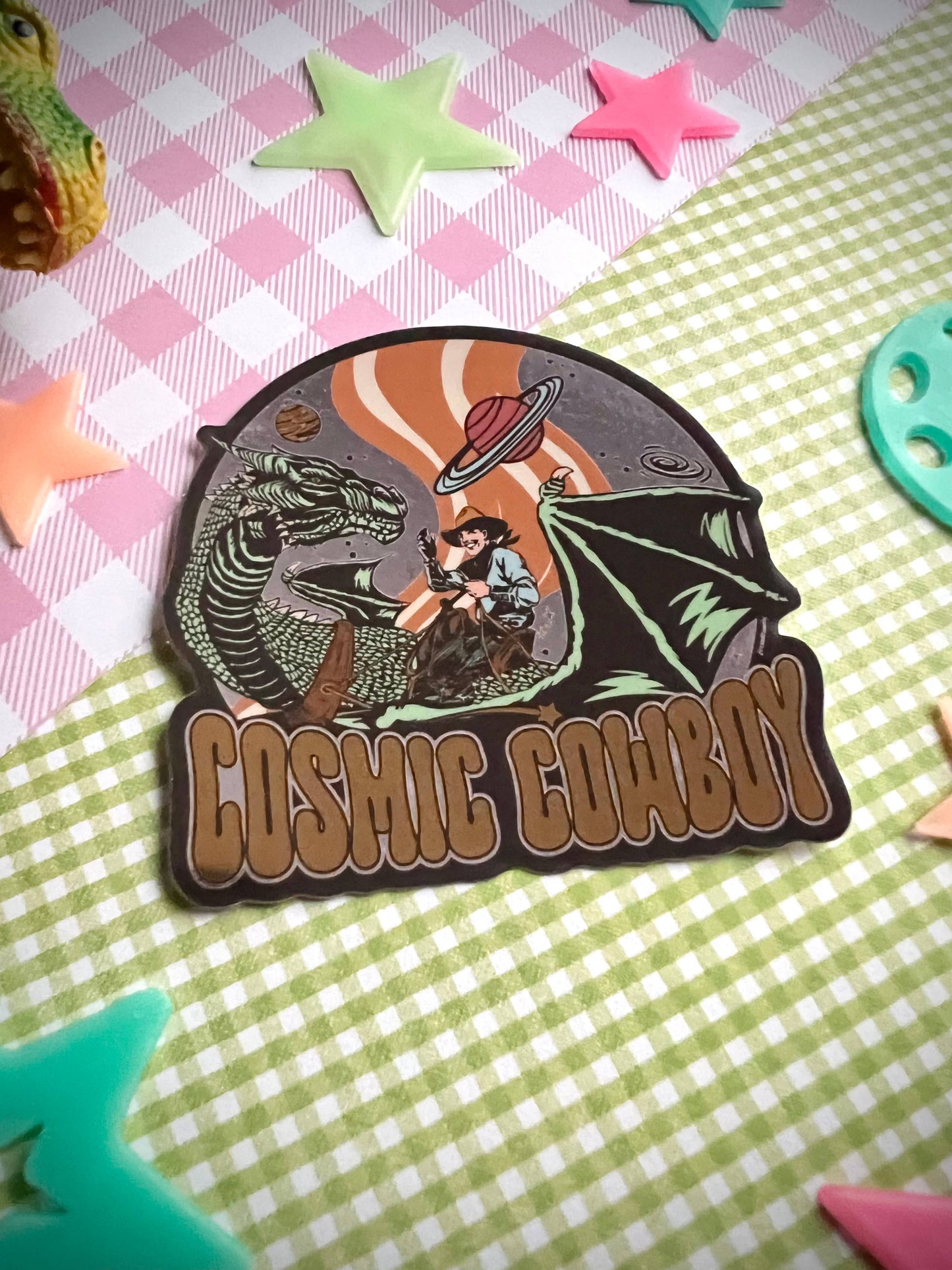 Cosmic Cowboy Space Western Retro Sticker