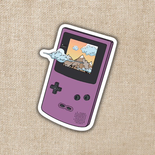 Gameboy With Mountainscape Screen, 3-inch sticker