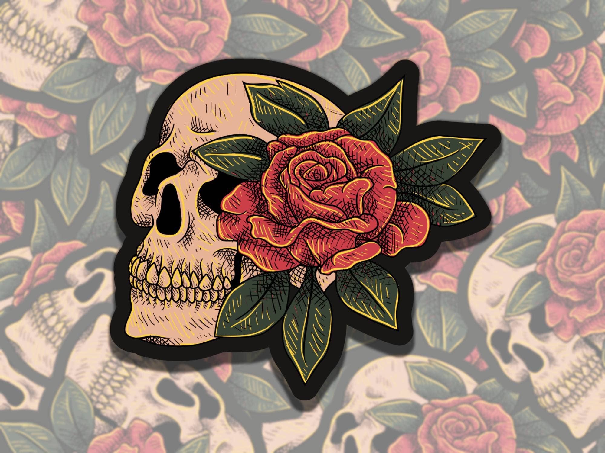 Skull Rose Zade Addie Vinyl Sticker for Bookworms