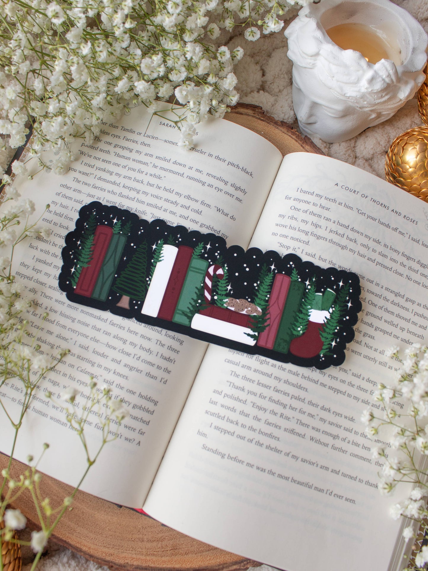 Christmas Bookshelf Die Cut Bookmark | Soft Touch