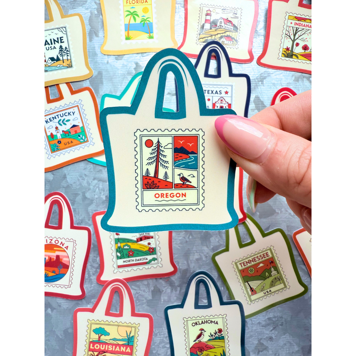 States stamp tote bag waterproof sticker|state sticker|stamp